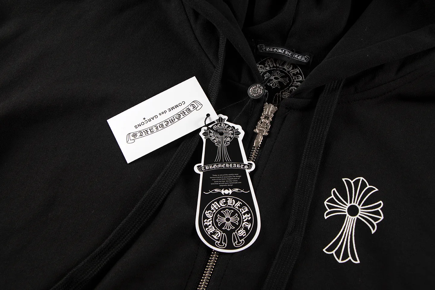P290 Chrome Hearts Chrome Hearts Horseshoe Cross Sanskrit Cardigan Hooded Sweatshirt Size: S M L XL Color: Black, White